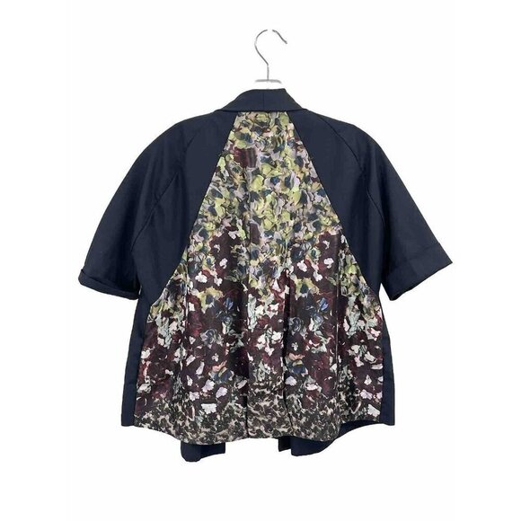 Anthropologie Not So Serious Black Mixed Media Short Sleeve Open Blazer Sz 6 - Picture 1 of 5